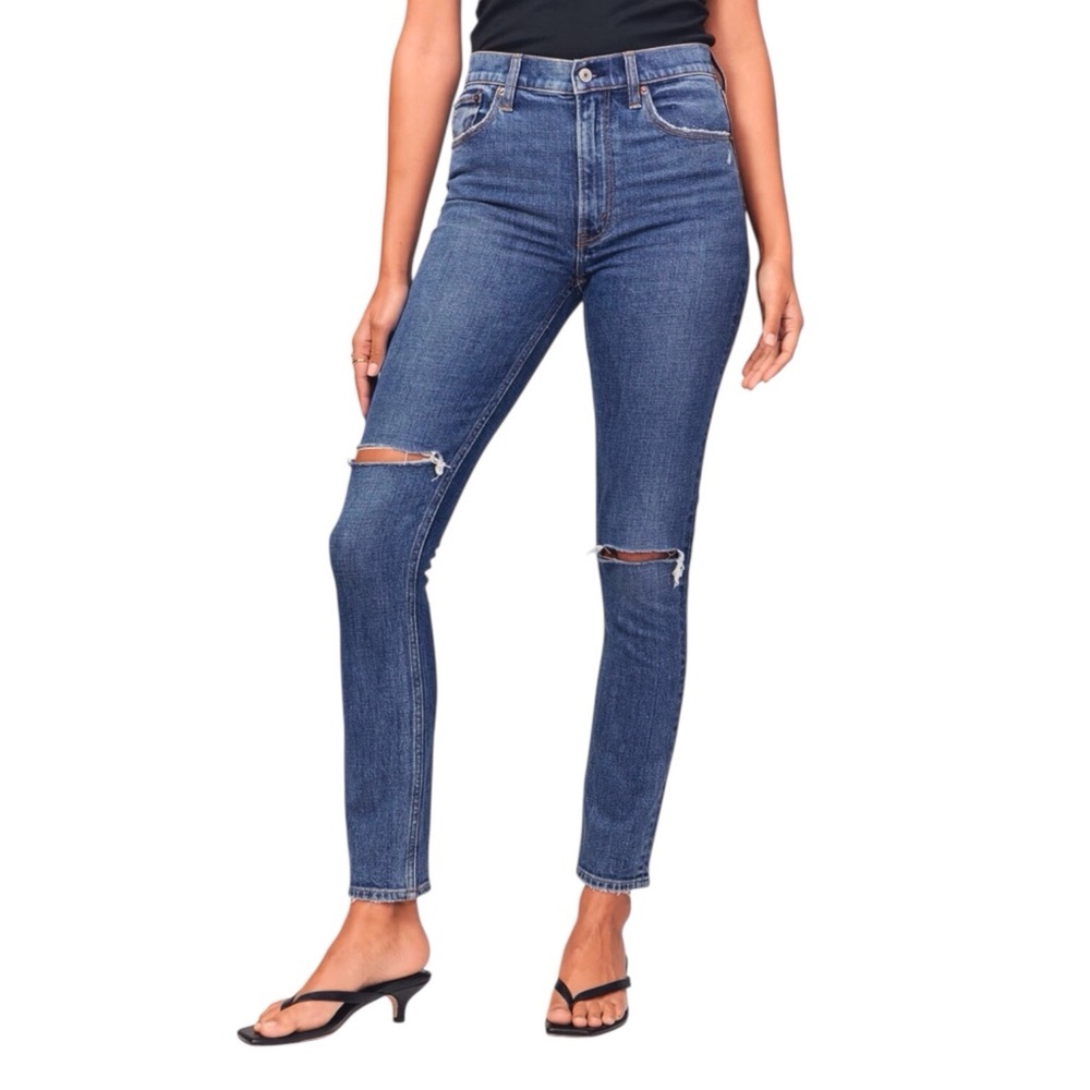 Abercrombie Fitch 2 Short (26S) Skinny High Rise Curve Love Jeans Distressed